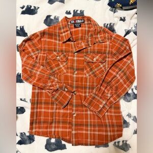 Stylish Rust Plaid Kids 5/6 Button Down Shirt
